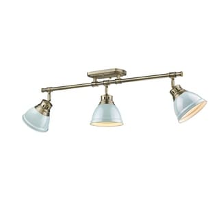 Duncan 3-light Semi-flush Aged Bronze Track-light with Seafoam Shades
