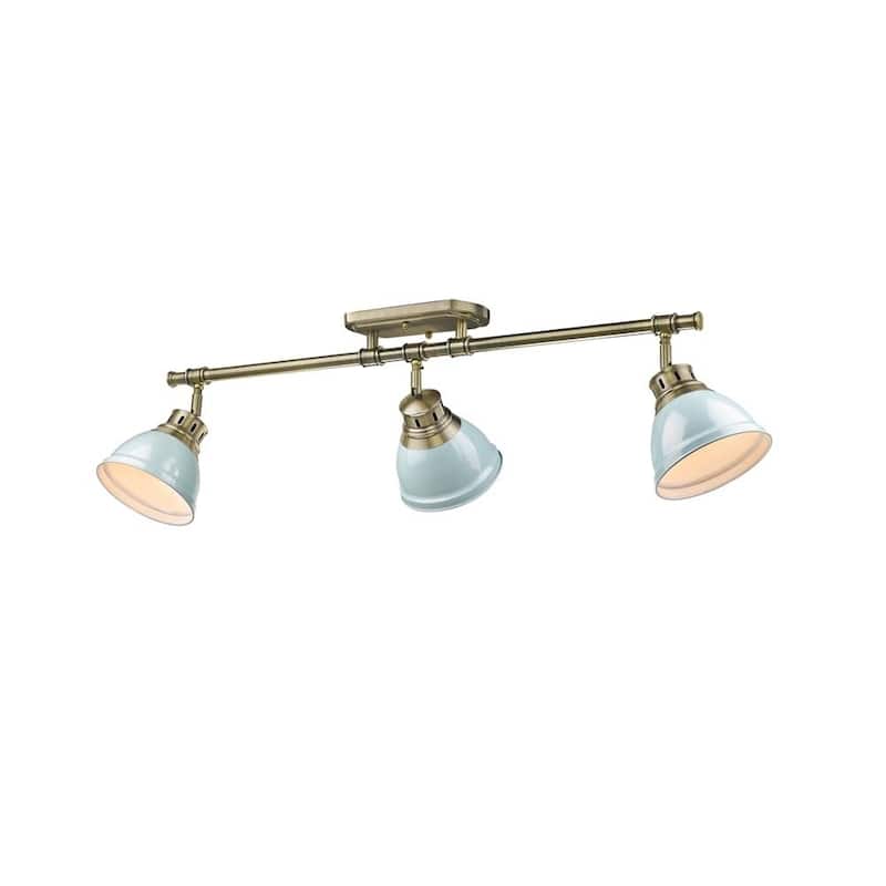 Duncan 3-light Semi-flush Aged Bronze Track-light with Seafoam Shades