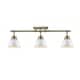 preview thumbnail 5 of 3, Golden Lighting Duncan Aged Brass-colored Steel 3-light Semi-flush Track Light with White Shades