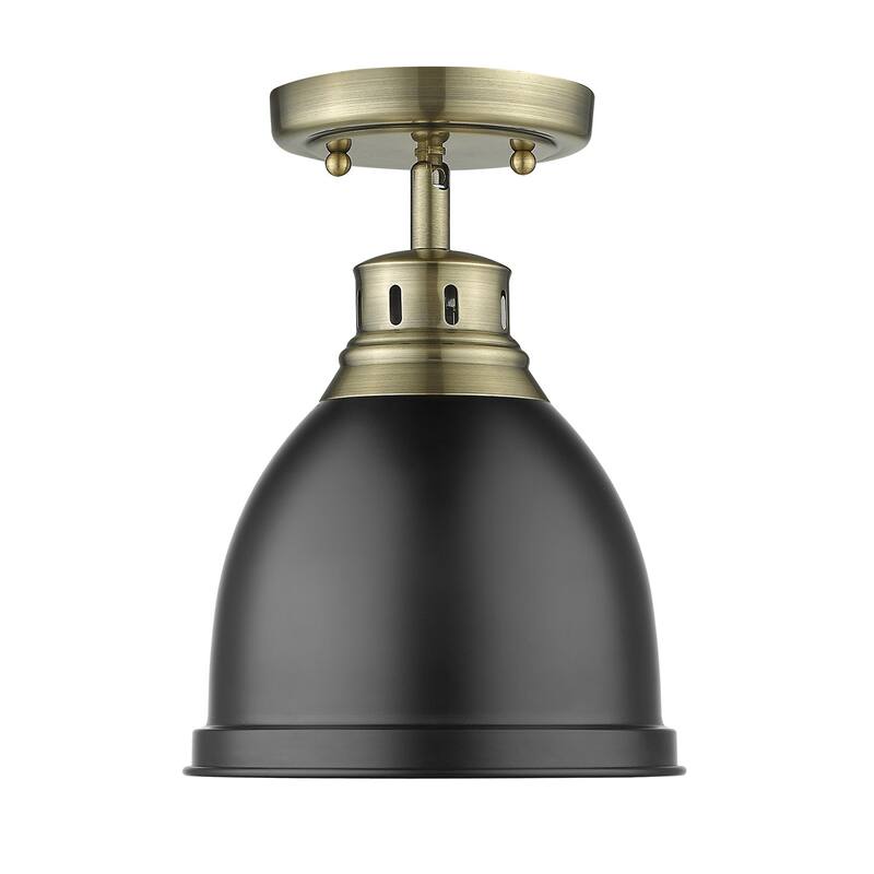 Golden Lighting Duncan Aged Brass Flush-mount Fixture