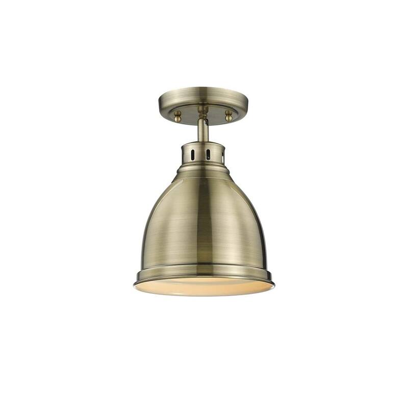 Golden Lighting Duncan Aged Brass Flush-mount Fixture