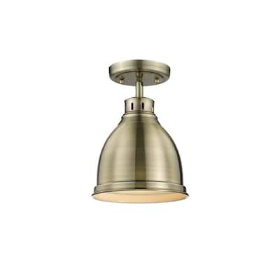 Golden Lighting Duncan Aged Brass Flush-mount Fixture