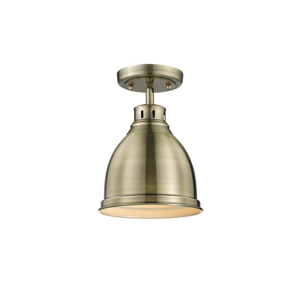 Golden Lighting Duncan Aged Brass Flush-mount Fixture
