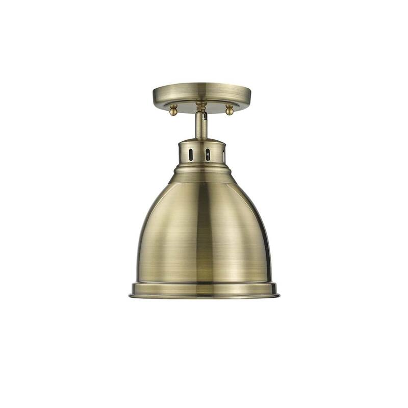 Golden Lighting Duncan Aged Brass Flush-mount Fixture
