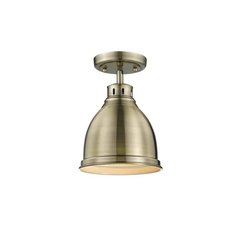 Golden Lighting Duncan Aged Brass Flush-mount Fixture