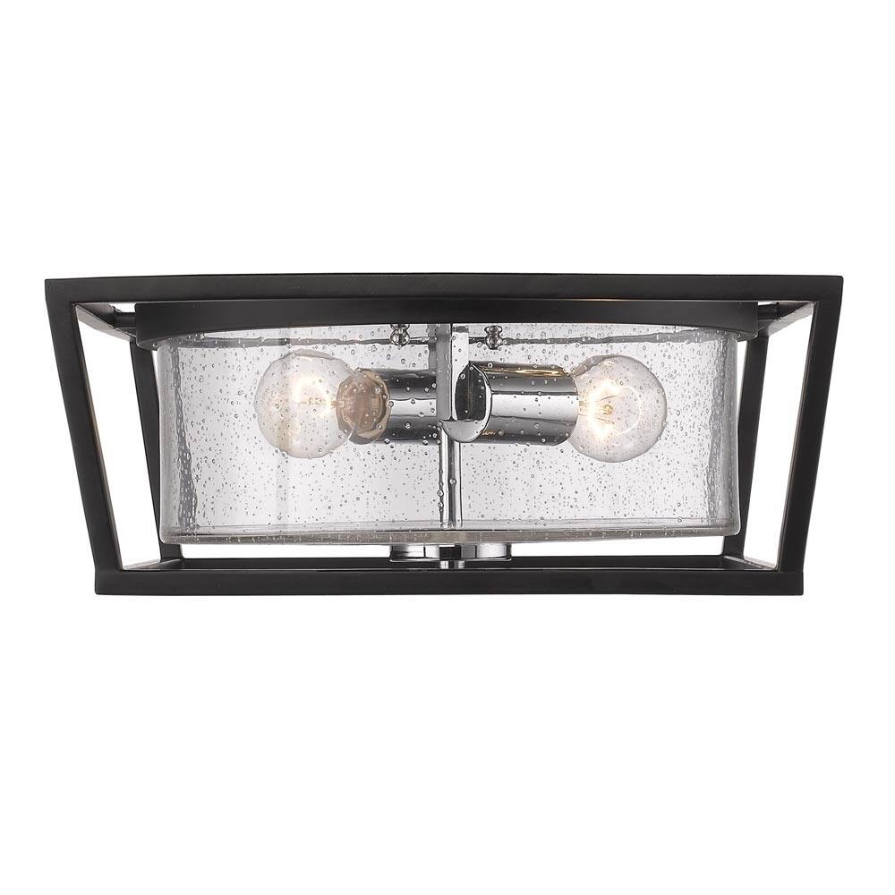 Mercer Black Steel/Glass Flush Mount Light Fixture