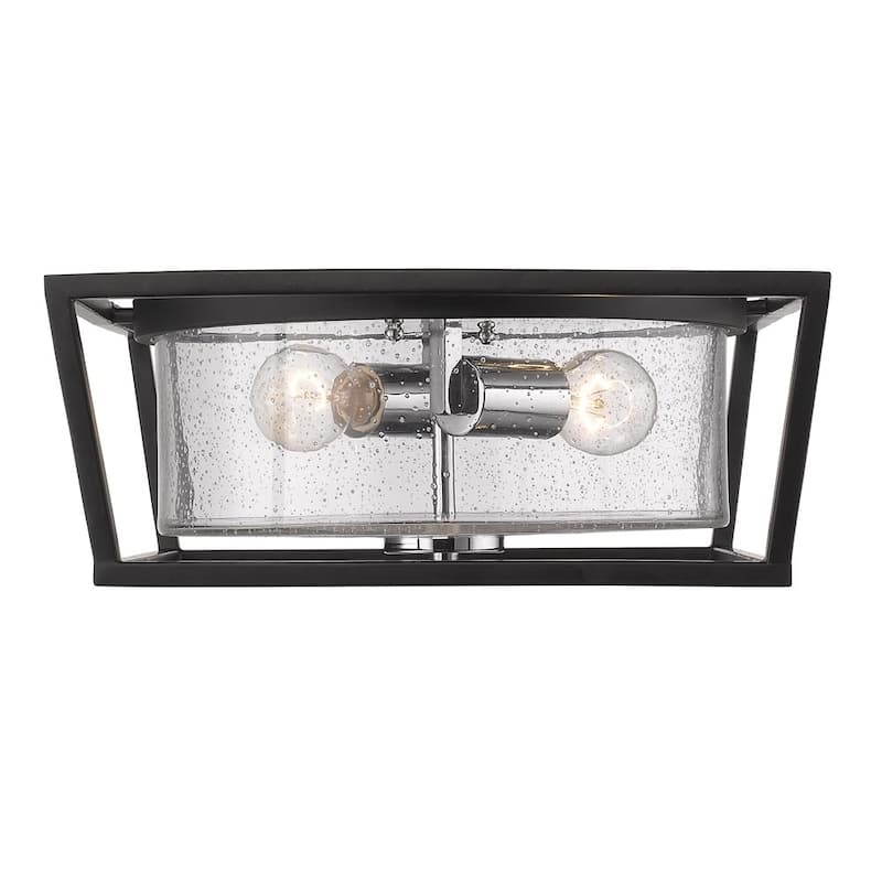 Mercer Black Steel/Glass Flush Mount Light Fixture