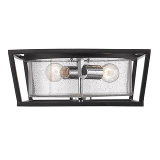 Mercer Black Steel/Glass Flush Mount Light Fixture