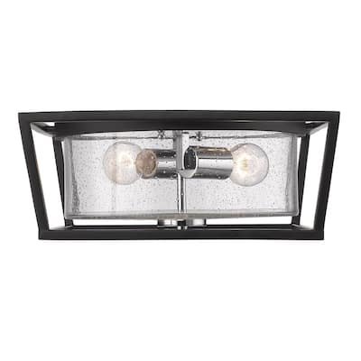 Mercer Black Steel/Glass Flush Mount Light Fixture