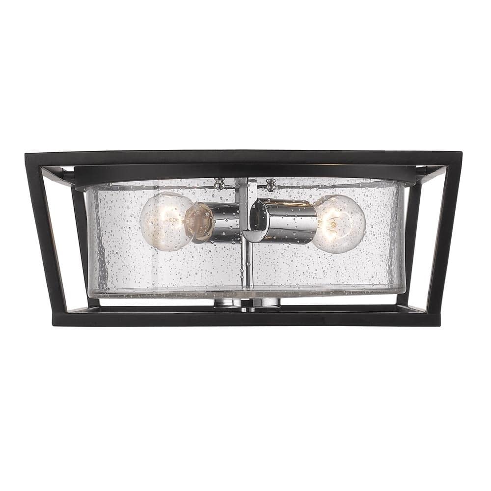Mercer Black Steel/Glass Flush Mount Light Fixture