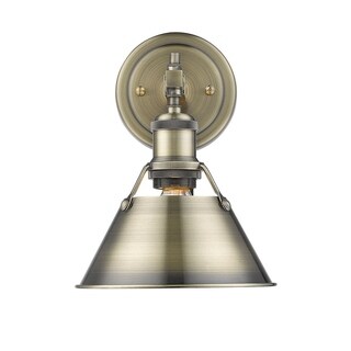 Golden Lighting Orwell Aged Brass-colored Steel 1-light Bath Vanity with Aged Brass Shade