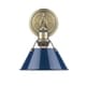 preview thumbnail 1 of 1, Golden Lighting Orwell 1-light Aged Brass Bath Vanity Light with Navy Blue Shade