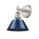 preview thumbnail 3 of 1, Orwell PW 1 Light Bath Vanity in Pewter with Navy Blue Shade