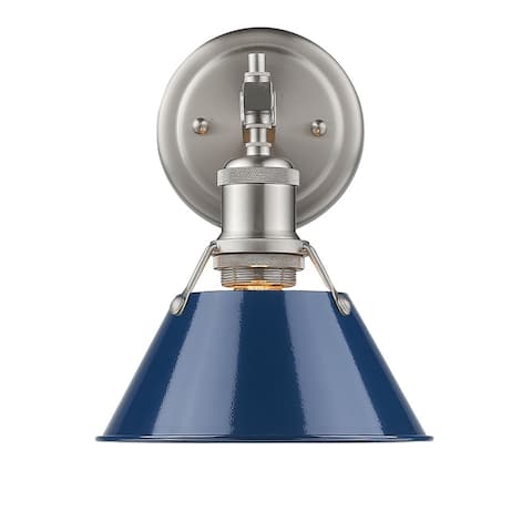 Orwell PW 1 Light Bath Vanity in Pewter with Navy Blue Shade