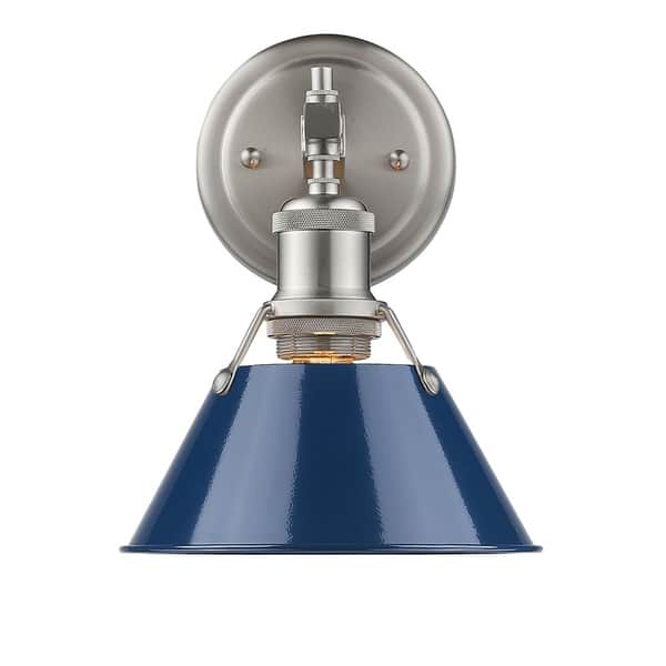 slide 1 of 3, Orwell PW 1 Light Bath Vanity in Pewter with Navy Blue Shade