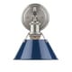 preview thumbnail 1 of 1, Orwell PW 1 Light Bath Vanity in Pewter with Navy Blue Shade