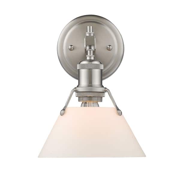 slide 2 of 3, Orwell PW 1 Light Bath Vanity in Pewter with Opal Glass Shade - Pewter with opal glass