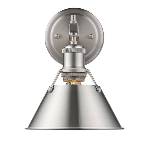 slide 2 of 4, Golden Lighting Orwell Pewter Finish Steel 1-light Bath Vanity Light Fixture