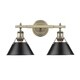 preview thumbnail 1 of 1, Golden Lighting Orwell Aged Brass-colored Steel 2-light Bath Vanity with Black Shades