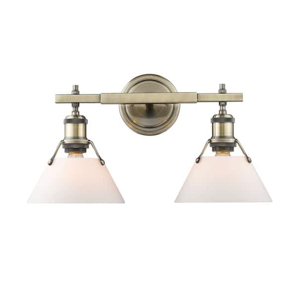 slide 2 of 3, Golden Lighting Orwell AB Aged Brass Steel 2-light Bath Vanity Light