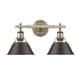 preview thumbnail 1 of 1, Golden Lighting Orwell AB Rubbed Bronze Shade and Aged Brass Steel 2-light Bath Vanity Light