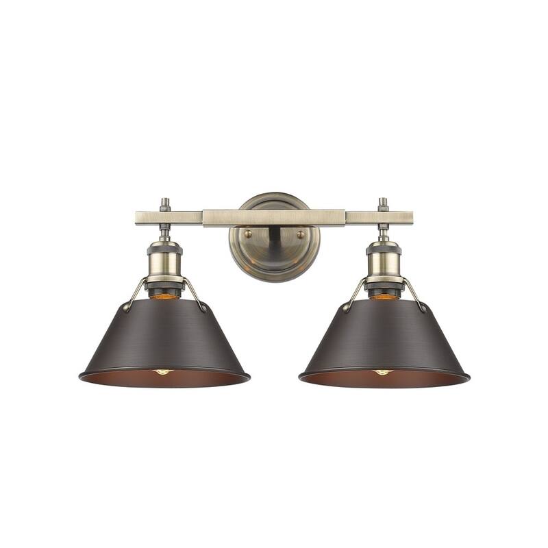 Golden Lighting Orwell AB Rubbed Bronze Shade and Aged Brass Steel 2-light Bath Vanity Light