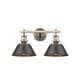 preview thumbnail 3 of 1, Golden Lighting Orwell AB Rubbed Bronze Shade and Aged Brass Steel 2-light Bath Vanity Light