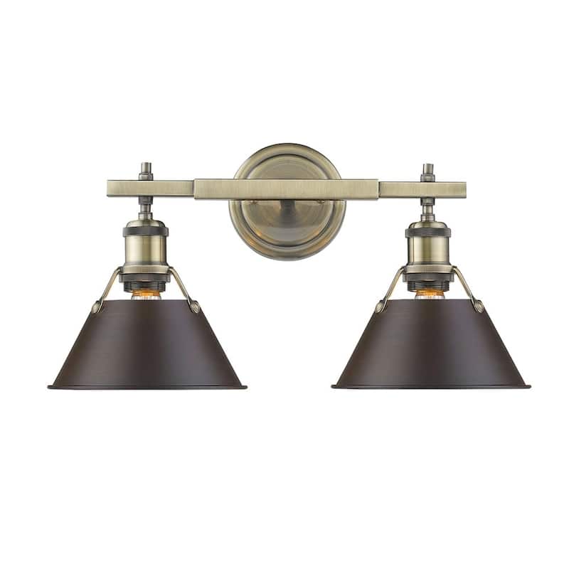 Golden Lighting Orwell AB Rubbed Bronze Shade and Aged Brass Steel 2-light Bath Vanity Light