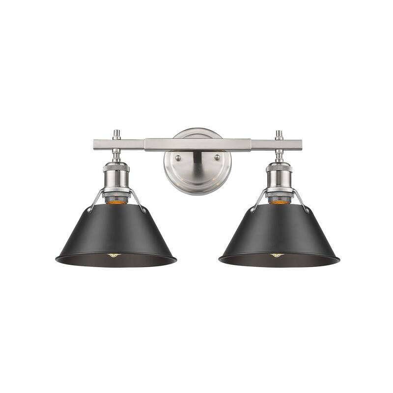 Golden Lighting Orwell PW Pewter and Black Shade 2-light Bath Vanity Fixture