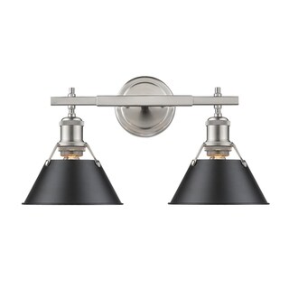 Golden Lighting Orwell PW Pewter and Black Shade 2-light Bath Vanity Fixture