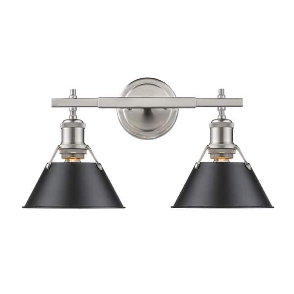 slide 2 of 3, Golden Lighting Orwell PW Pewter and Black Shade 2-light Bath Vanity Fixture