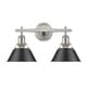 preview thumbnail 1 of 1, Golden Lighting Orwell PW Pewter and Black Shade 2-light Bath Vanity Fixture