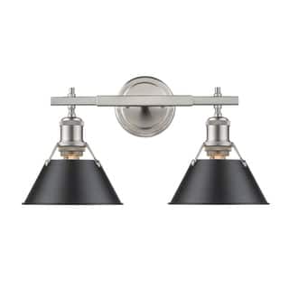 Golden Lighting Orwell PW Pewter and Black Shade 2-light Bath Vanity Fixture