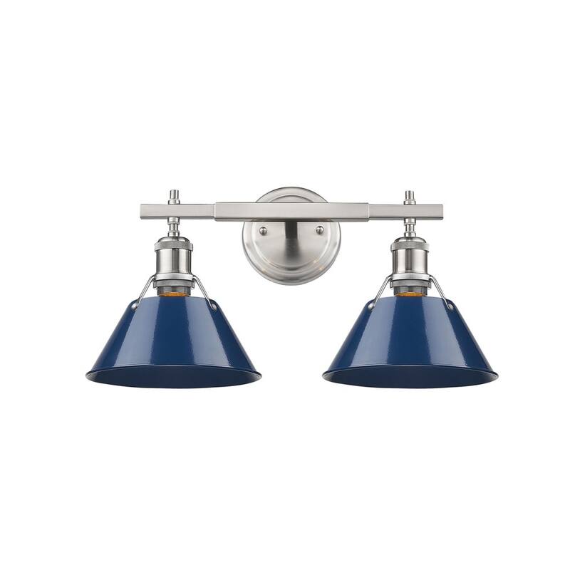 Golden Lighting Orwell Pewter with Navy Blue Shade 2-light Bath Vanity