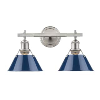 Golden Lighting Orwell Pewter with Navy Blue Shade 2-light Bath Vanity