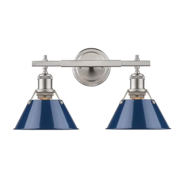 slide 2 of 3, Golden Lighting Orwell Pewter with Navy Blue Shade 2-light Bath Vanity