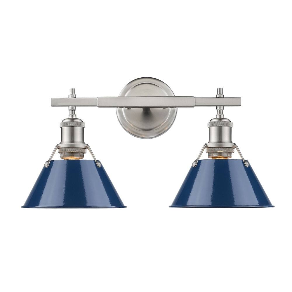 Golden Lighting Orwell Pewter with Navy Blue Shade 2-light Bath Vanity