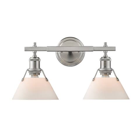 Golden Lighting Orwell PW Pewter 2-light Bath Vanity with Opal Glass Shades
