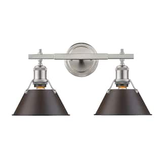 Golden Lighting Orwell PW Rubbed Bronze Shade and Pewter Steel 2-light Bath Vanity Light