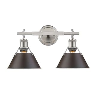 Golden Lighting Orwell PW Rubbed Bronze Shade and Pewter Steel 2-light Bath Vanity Light