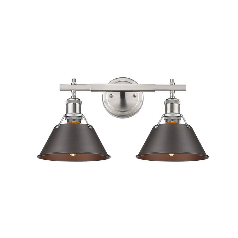 Golden Lighting Orwell PW Rubbed Bronze Shade and Pewter Steel 2-light Bath Vanity Light