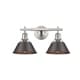 preview thumbnail 3 of 1, Golden Lighting Orwell PW Rubbed Bronze Shade and Pewter Steel 2-light Bath Vanity Light