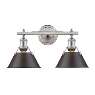 Golden Lighting Orwell PW Rubbed Bronze Shade and Pewter Steel 2-light Bath Vanity Light