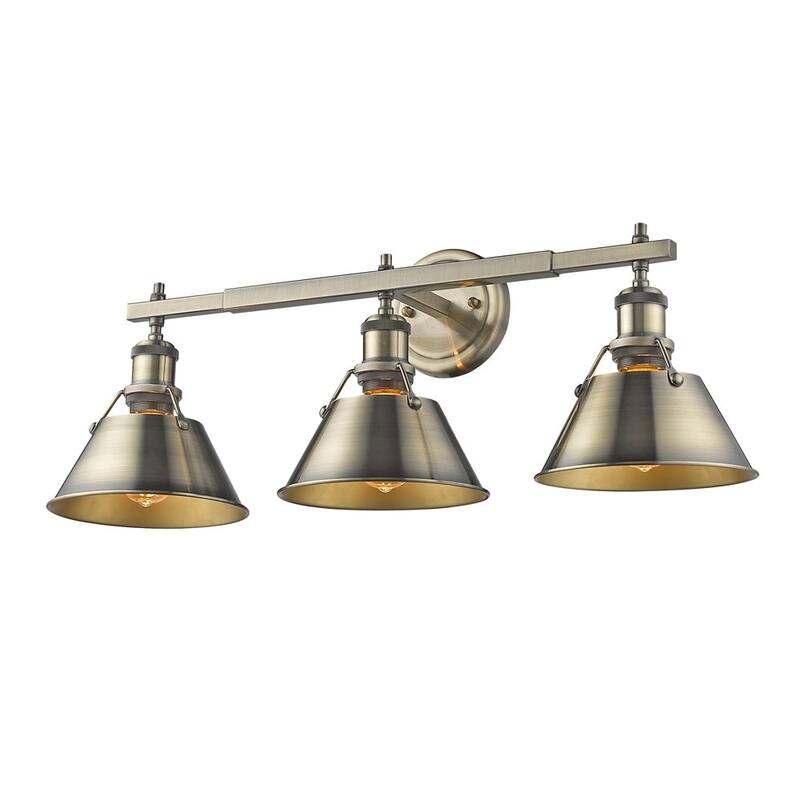 Golden Lighting Orwell AB Aged Brass Steel 3-light Bath Vanity Light
