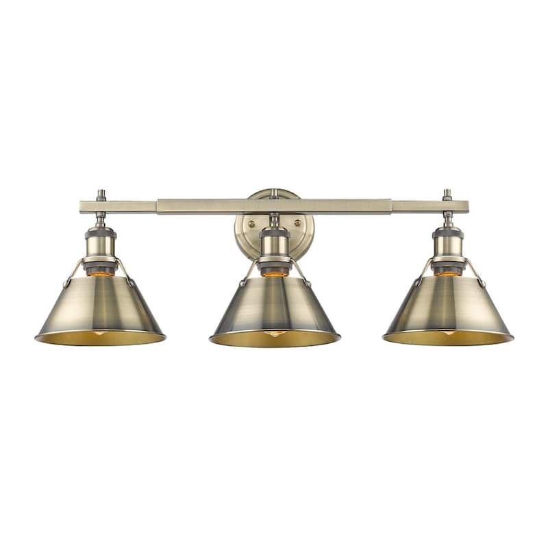Golden Lighting Orwell AB Aged Brass Steel 3-light Bath Vanity Light