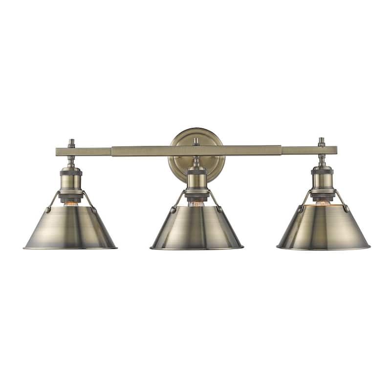 Golden Lighting Orwell AB Aged Brass Steel 3-light Bath Vanity Light