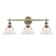 preview thumbnail 1 of 1, Golden Lighting Orwell AB Gold Aged-brass Finish Steel-frame 3-light Bath Vanity Fixture with Opal Glass Shades