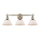 preview thumbnail 3 of 1, Golden Lighting Orwell AB Gold Aged-brass Finish Steel-frame 3-light Bath Vanity Fixture with Opal Glass Shades