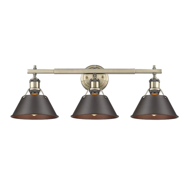Golden Lighting Orwell AB Aged Brass Rubbed Bronze Shade 3-light Vanity Light Fixture