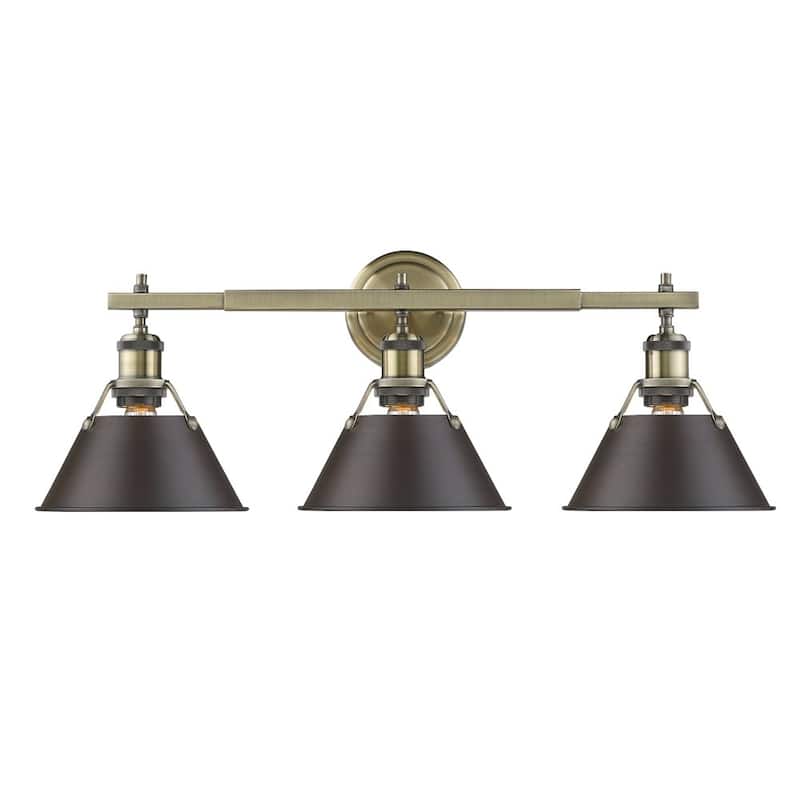 Golden Lighting Orwell AB Aged Brass Rubbed Bronze Shade 3-light Vanity Light Fixture